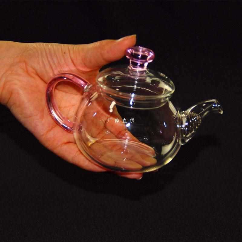批发高硼硅玻璃小茶壶防爆小号人家用泡茶壶带过滤简约功夫茶单壶
