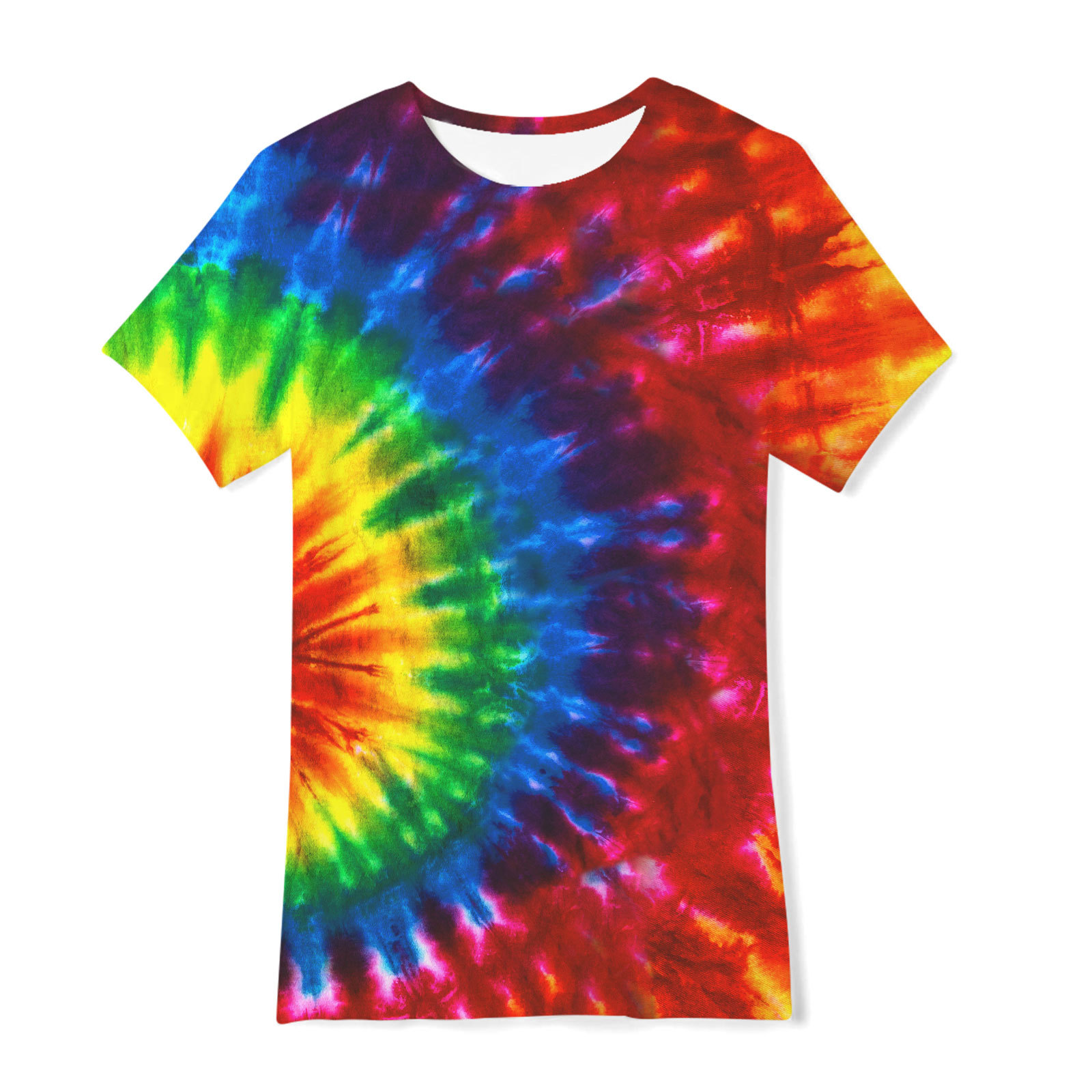 Camiseta de manga corta holgada de verano con pigmento de siete colores para niños, con estampado digital 3D de comercio exterior transfronterizo.