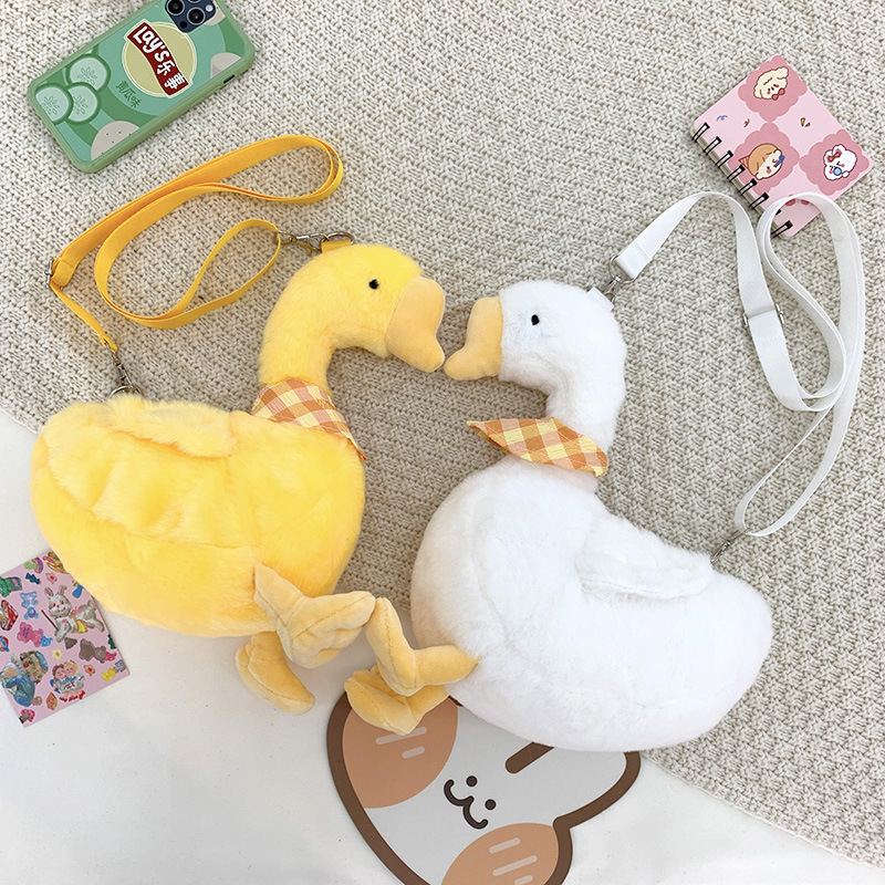 Square Shape Small Size Women's Small Plush Animal Cute Square Zipper Crossbody Bag