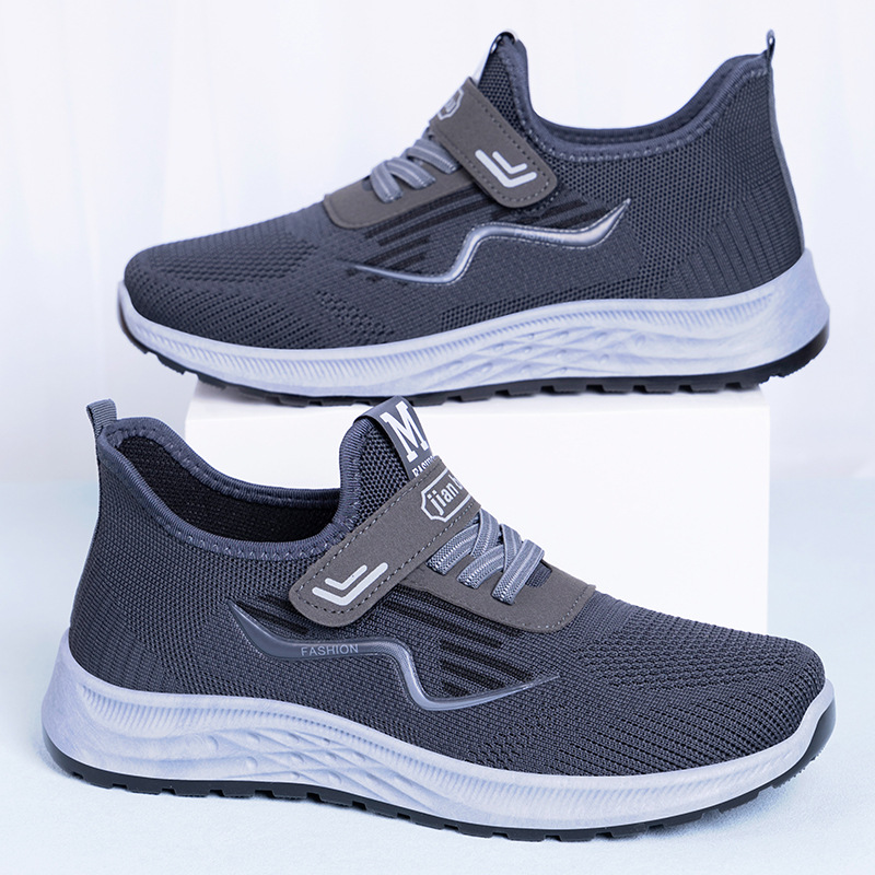 Zapatos sneaker transfronterizo para hombre zapatos de hombre malla transpirable y sin olor zapatos deportivos Velcro zapatos de papá de talla grande