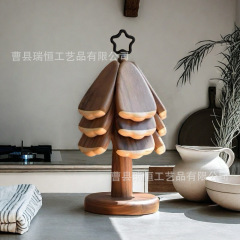 現物の木製の木の断熱マットの新しい家庭のコースターの置物クリスマスツリーの断熱マットの折り畳み木の形の食事マット