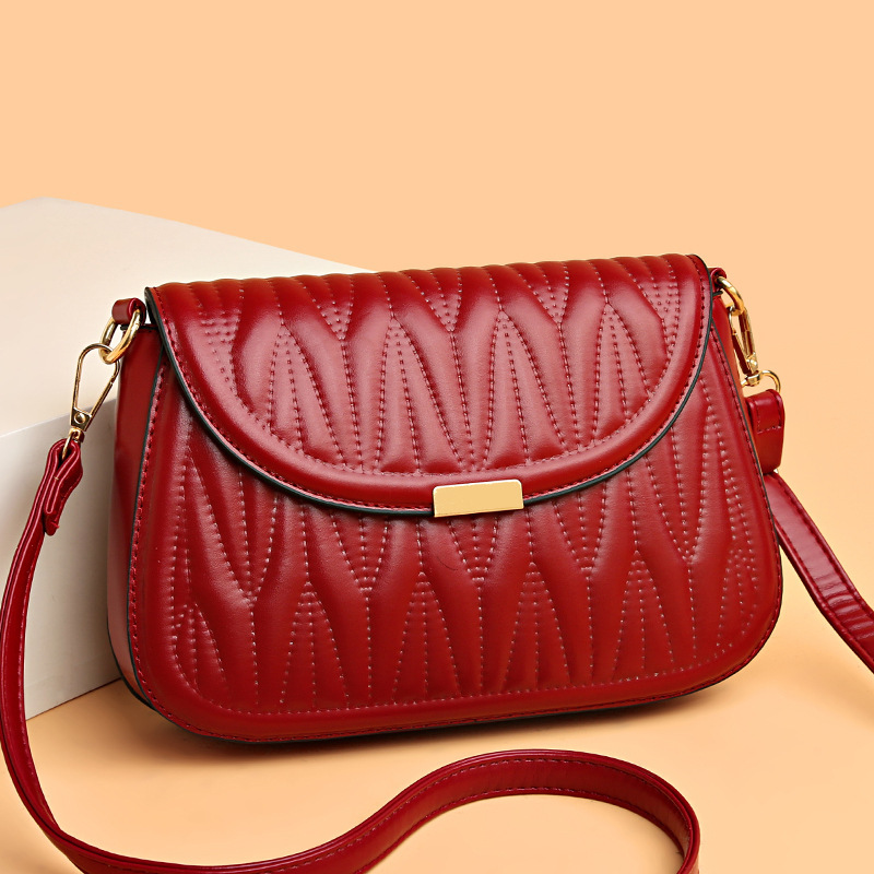 New Women's Shoulder Bag PU Soft Leather Texture Small Square Bag Large Capacity Crossbody Bag Fashionable Simple Middle-aged Mother Bag