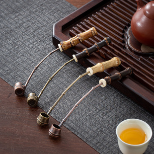 New style Purple Bamboo whip bronze alloy matcha powder spoon Japanese tea dial ink spoon tea dial tea ceremony accessories teaspoon