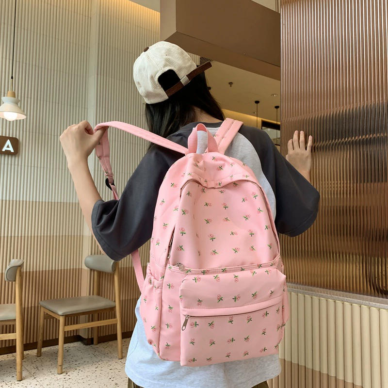 Backpack, brand shoulder bag, Japanese school bag, floral print, for students