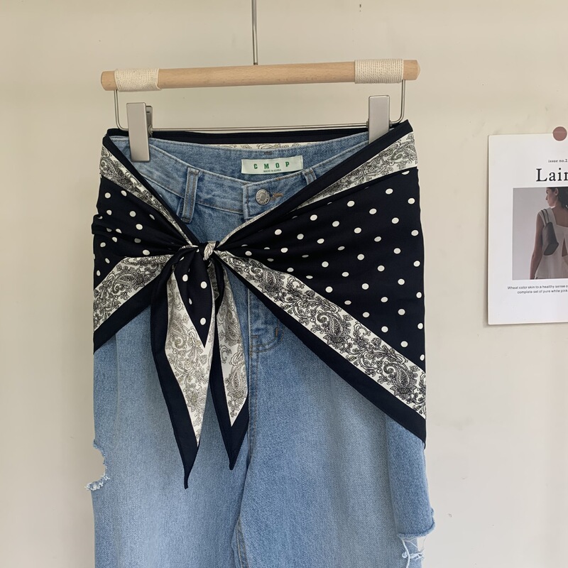新款三角巾时髦菱形薄款丝巾春季巾包头韩系围巾丝春夏季仿真女|undefined