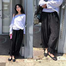 现 2026夏季新款韩国东大门baby酱休闲宽松小花束脚奶奶裤