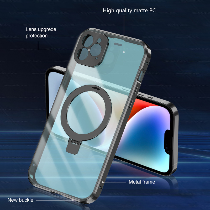 IPhone16携帯電話ケース万磁王15promax金属磁気吸引MagSafe折り畳みスタンドカバー|undefined