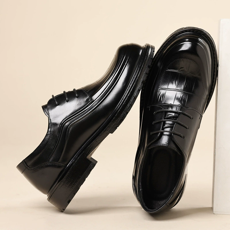Новые мужские деловые повседневные кожаные туфли из натуральной кожи на толстой подошве, мужские туфли из натуральной кожи дерби, обувь с большой головой, легкая роскошь