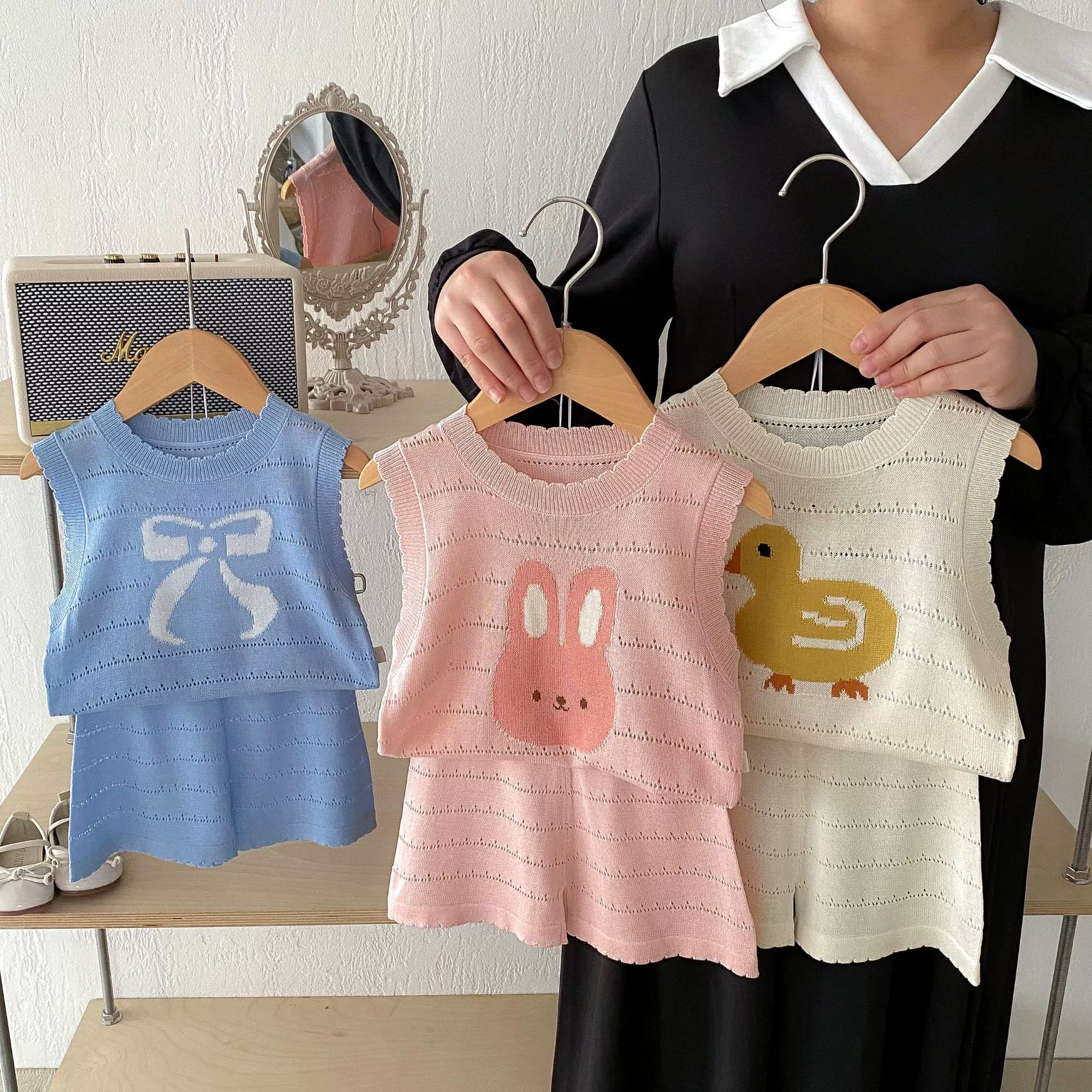 Детский вязаный летний комплект, майка без рукавов для мальчиков, 0-5 лет, детская одежда