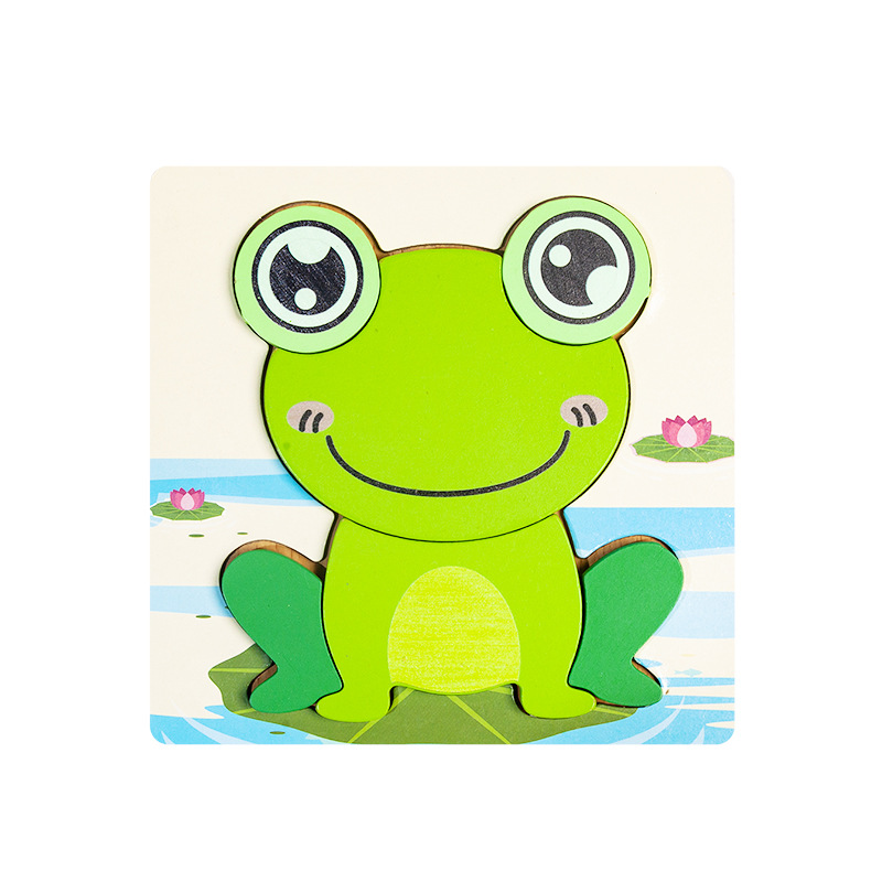 Nuevos productos transfronterizos, rompecabezas para bebés y niños pequeños, bloques de construcción de educación temprana, juguetes, rompecabezas 3D de madera, rompecabezas de dibujos animados de animales engrosados image 22