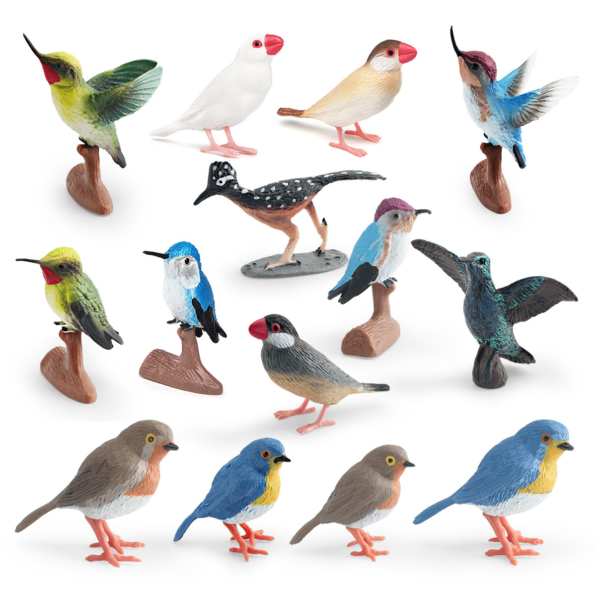Simulación amazónica de pájaros hummingbirds, colibríes, pájaros, aves, animales, modelos de escritorio, juguetes decorativos estáticos