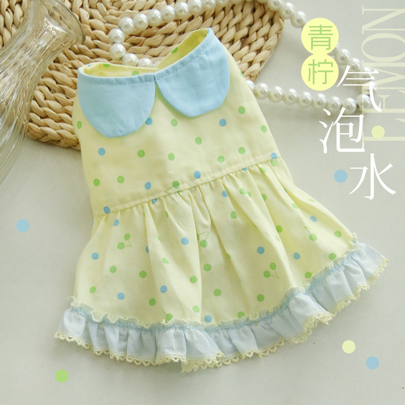 Verano nueva ropa de gato de algodón delgado perro mascota lindo gato muñeca collar vestido de princesa