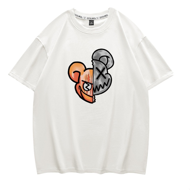 Camiseta de manga corta de estilo americano para mujer 2023 nuevo diseño de nicho pareja superior verano perezoso juventud media manga