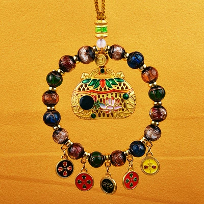 Car hanging Zakilam Xizang Abacus Fragrant Grey Glass - fragrant-ash-glazed-five-way-god-of-wealth-ruyi-bb