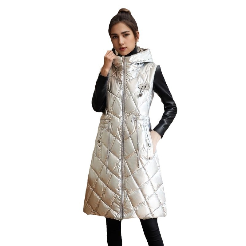 Women's Clothing shiny cotton vest mid length women's winter wear_voghion.com