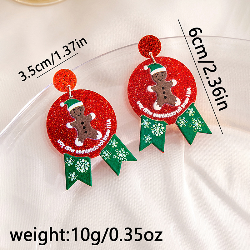 1 Pair Cartoon Style Christmas Tree Plating Arylic Drop Earrings display picture 1