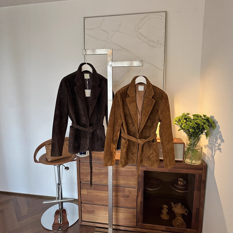 25 Autumn and Winter New Loose Special Imported Goatskin Suede Women's Jacket Casual and Versatile Slimming Look Genuine Goatskin Jacket