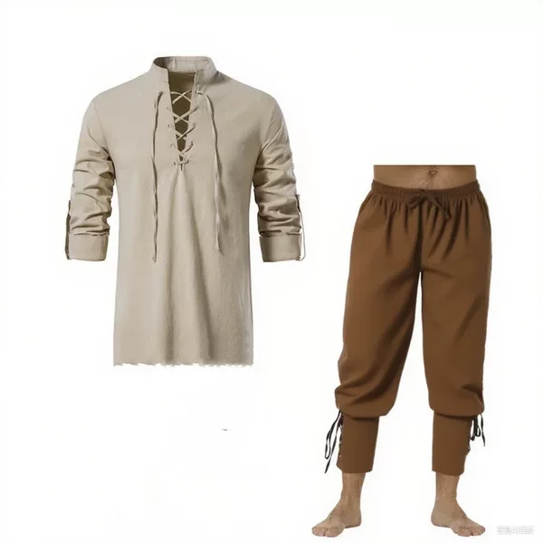 2026 Retro Medieval Renaissance Cosplay Costume Set Pirate Viking Halloween Casual