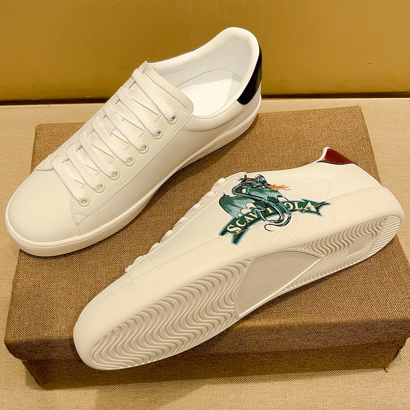 Koreanische Sneaker mit Print, lässige Sneaker mit Feuerdrachen-Motiv, trendige, atmungsaktive Sommerschuhe, Herren-Sportschuhe_voghion.com