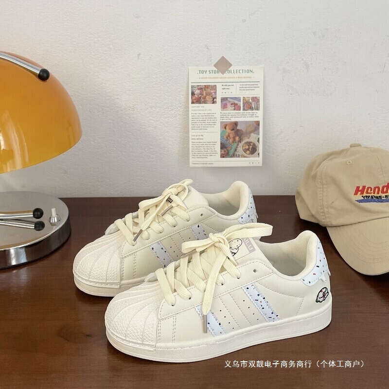 Chic Niche Shell Head Skateboard Shoes Women's 2025 Spring New Cream Sports Shoes Ins Trendy White Shoes