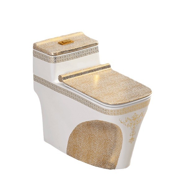 Hogar colorido dorado ultra plano inodoro de gran diámetro inodoro mudo ahorro de agua
