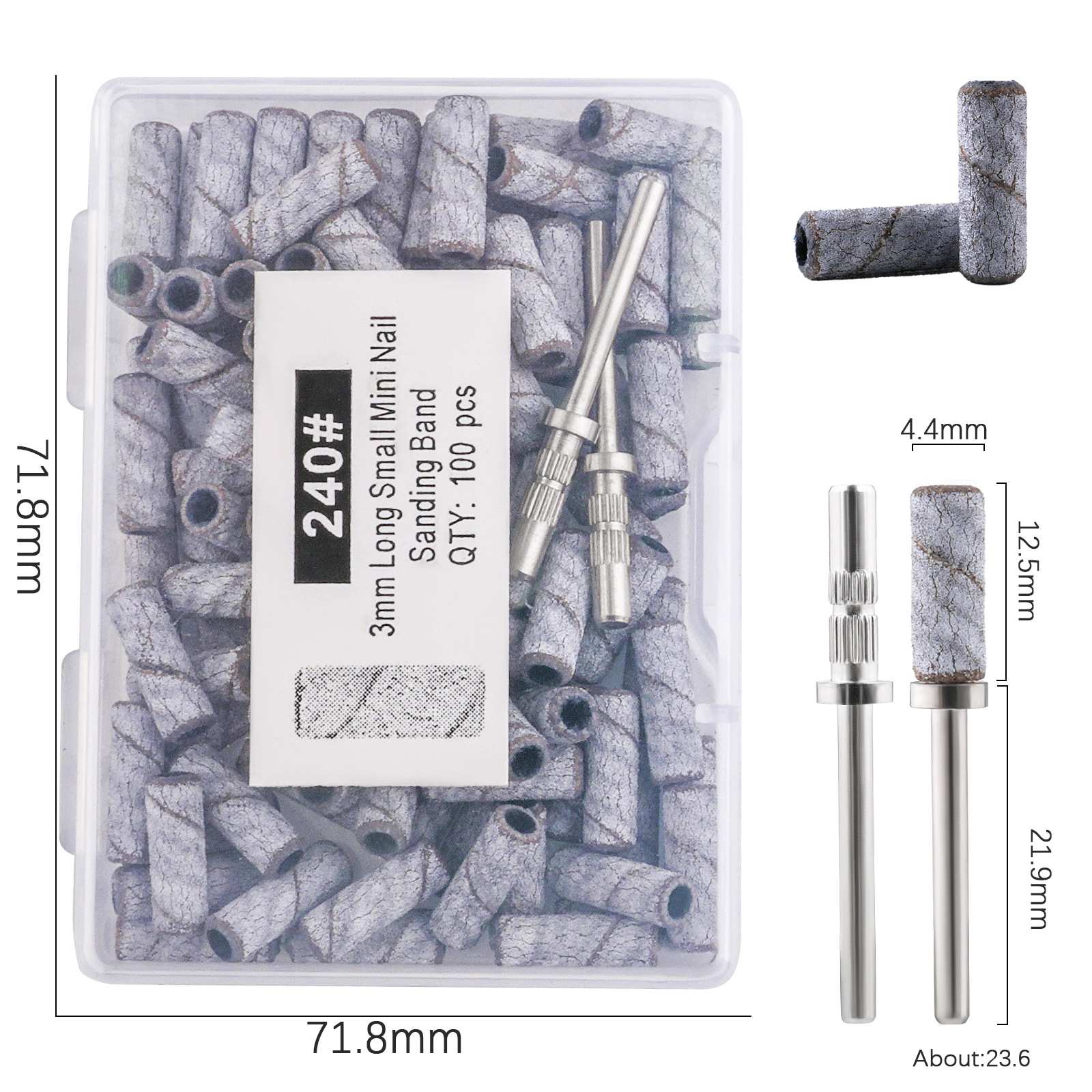 Red neta nuevo anillo de exfoliación de uñas de 3mm, manicura, lijado, piel muerta, cutícula, caja de anillo de arena pequeña