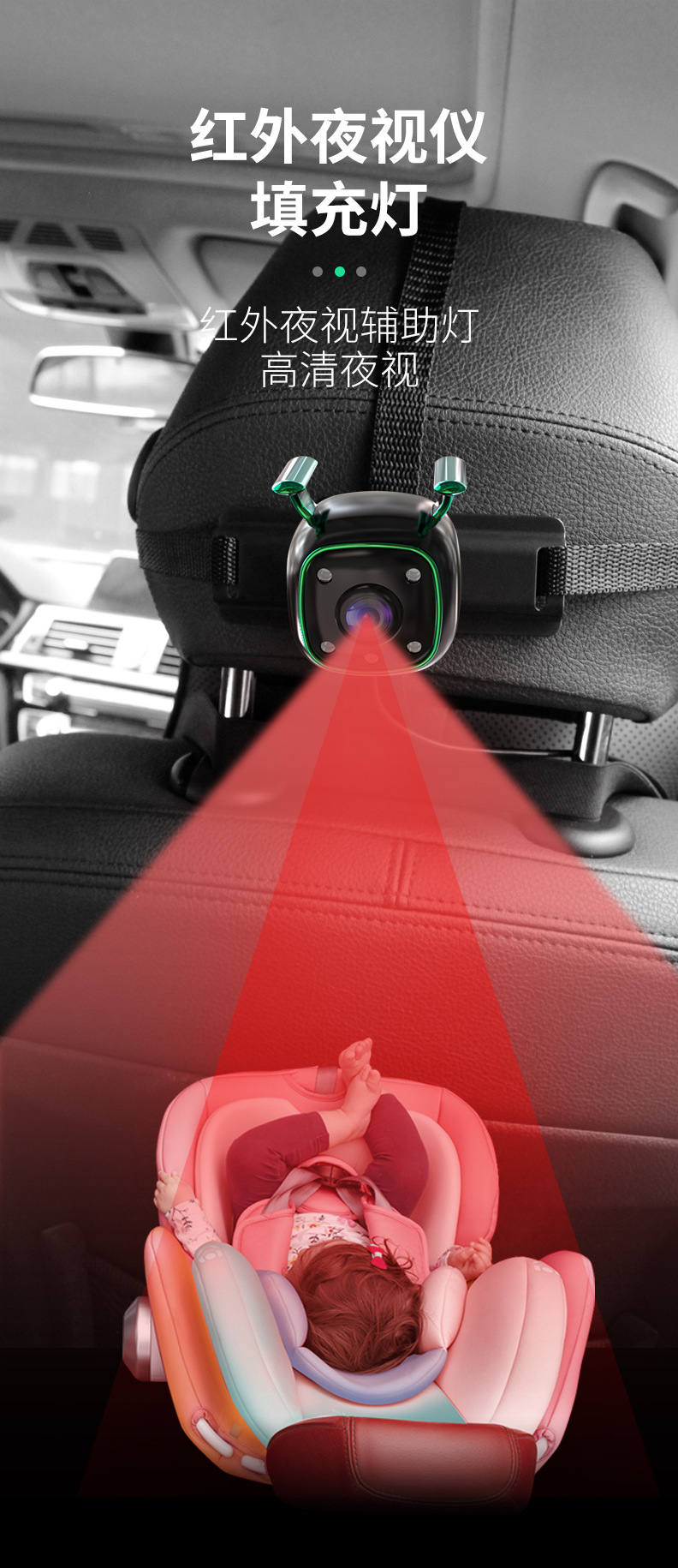 Car-Mounted Baby Monitor 5inch Monitor + Night Vision Camera Rear View Monitoring Image
