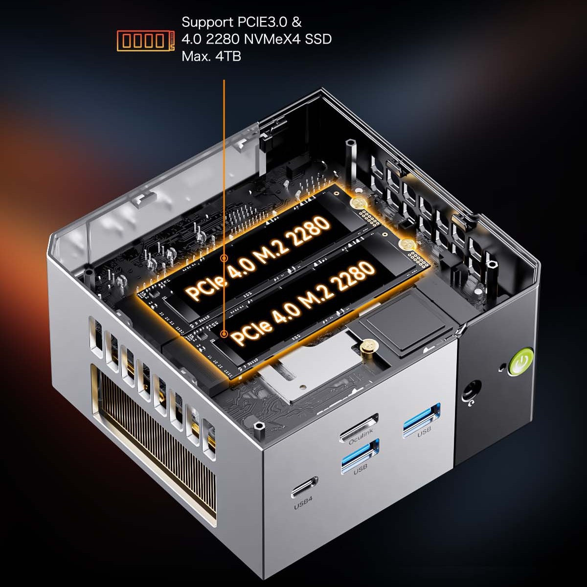 Jimoke EVO-X1 mini computadora host Ryeong AI 9 HX370 AI diseño de oficina de juegos miniPC