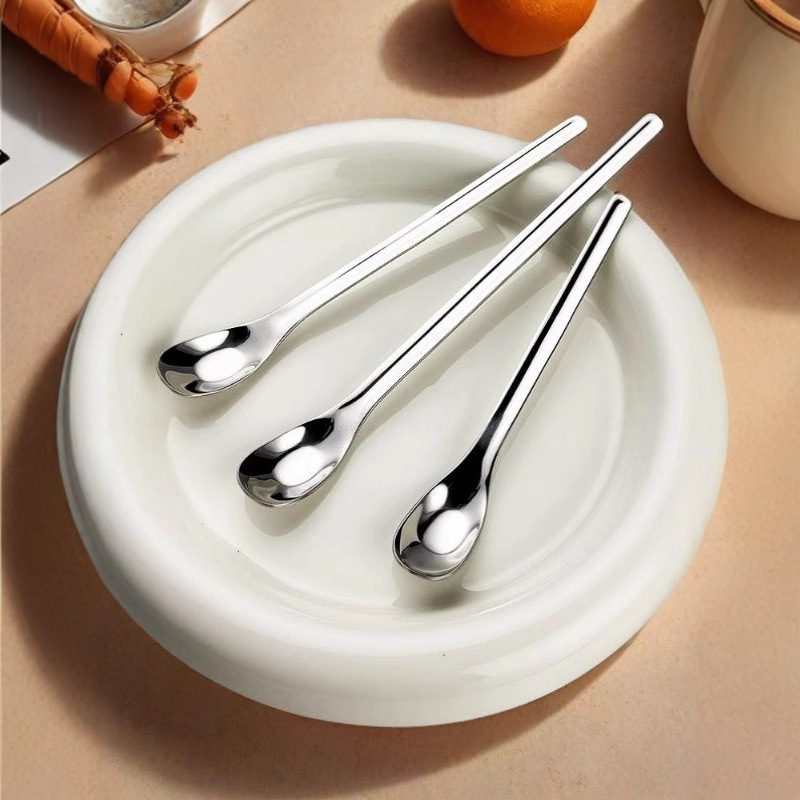 Cuchara de acero inoxidable 304 con mango largo para remover, ideal para tazas de hielo, café y bebidas, con cabeza cuadrada._voghion.com