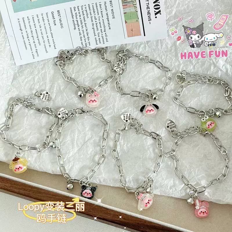 冰透细闪loopy露比小海狸手链ins小众设计可爱卡通鲷鱼烧女式手链