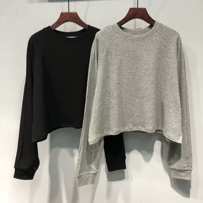 Футболка (T-shirt) Tide короткая хлопковая с длинным рукавом, оверсайз, базовая