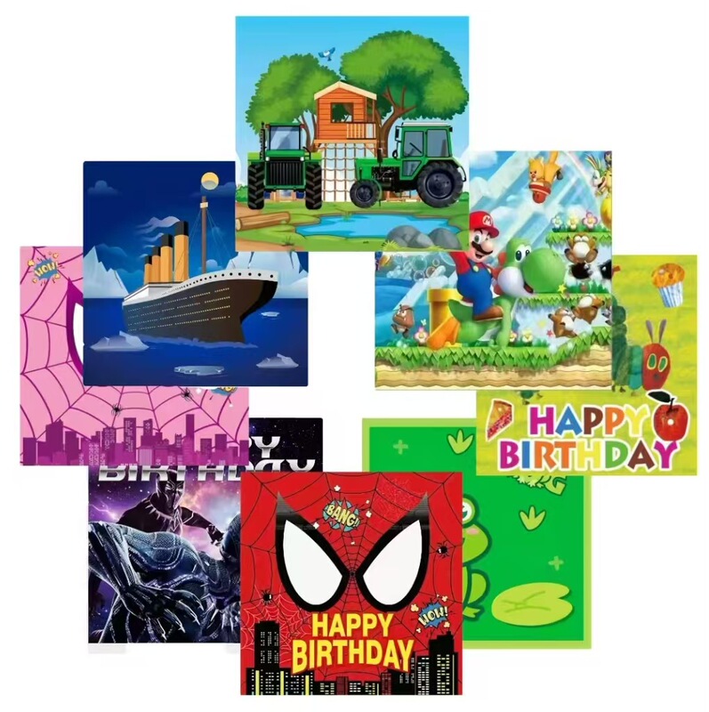 Spot Disposable 20-Pack Cartoon Pattern Paper Towels, Ice and Snow Mickey Mouse, Spider-Man and Other Creative Decorative Napkins