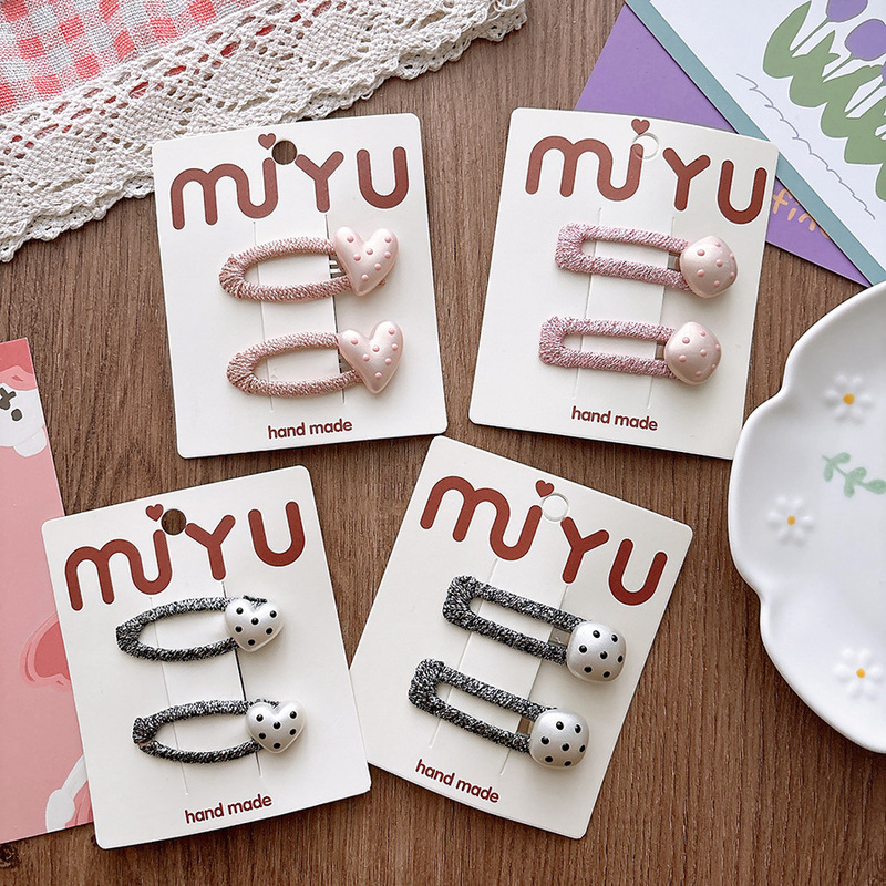 Korean-style Sweet All-match Dot Love Hollow-out bb Clip Girl's Simple Side Hairpin Girl's Pink Bangs Hairpin