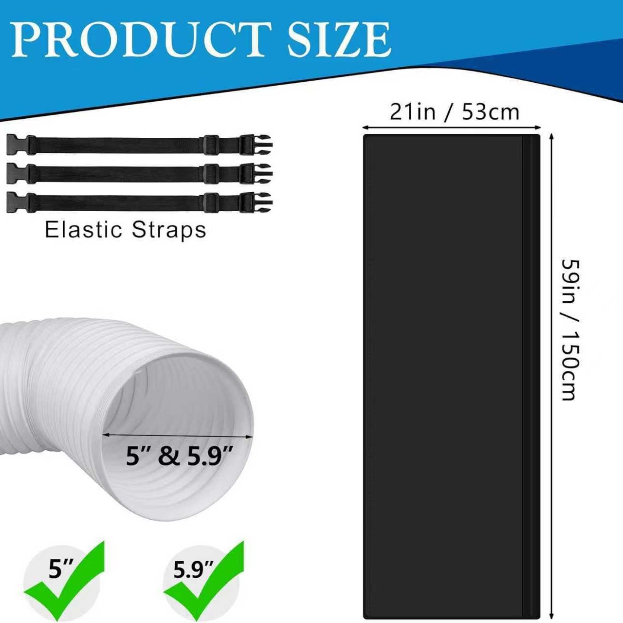 Portable air conditioner hose insulating sleeve pipe vent cover for hose thermal insulation sleeve with diameters 5 and 5.9 in 3