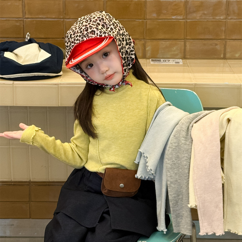 Floral and Trendy Children's Clothing Girls' Sweater 2025 Autumn/Winter New Korean Style Ruffled Edge Base Layer Children's Knitted Top Trendy Kids Floral and Trendy Children's Clothing Girls' Sweater 2025 Autumn/Winter New Korean Style Ruffled Edge Base Layer Children's Knitted Top Trendy Kids