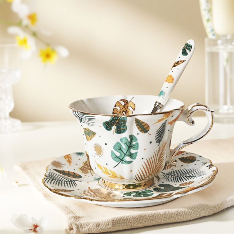 创意耐高温描金骨瓷咖啡杯欧式茶具陶瓷下午茶红茶杯情侣杯可搭配