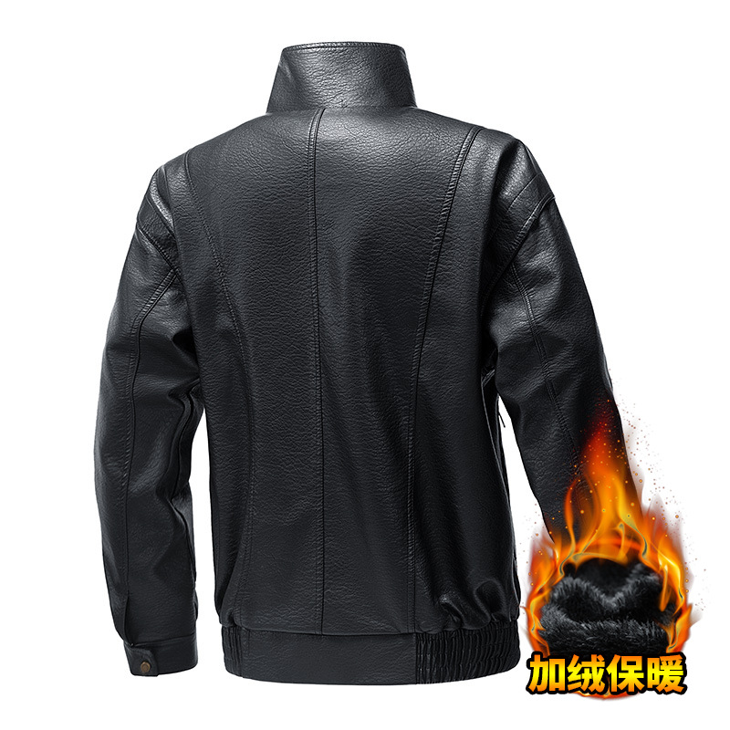 Transfronterizo americano vintage chaqueta de cuero hombre invierno nuevo chaqueta de cuero de veludo de cuello de pie chaqueta casual suelta chaqueta de hombre