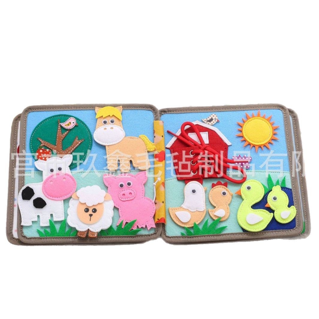 Al por mayor transfronterizo fieltro libro tranquilo ciervo bebé tablero ocupado no puede desgarrar juguetes de educación temprana velcro libro puzzle