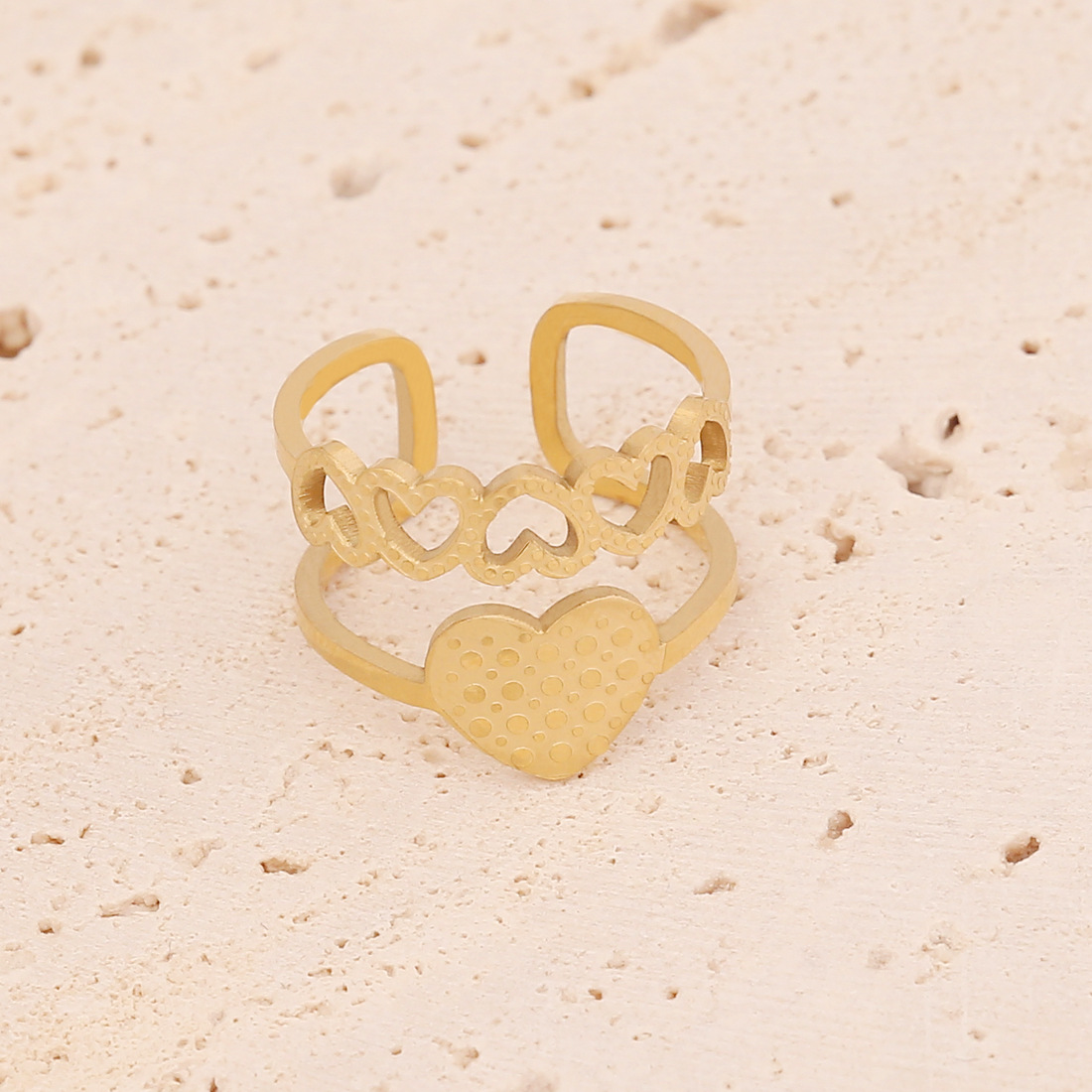 Vintage Delicate Accessories Star Moon Heart Geometric Pattern Stainless Steel Ring