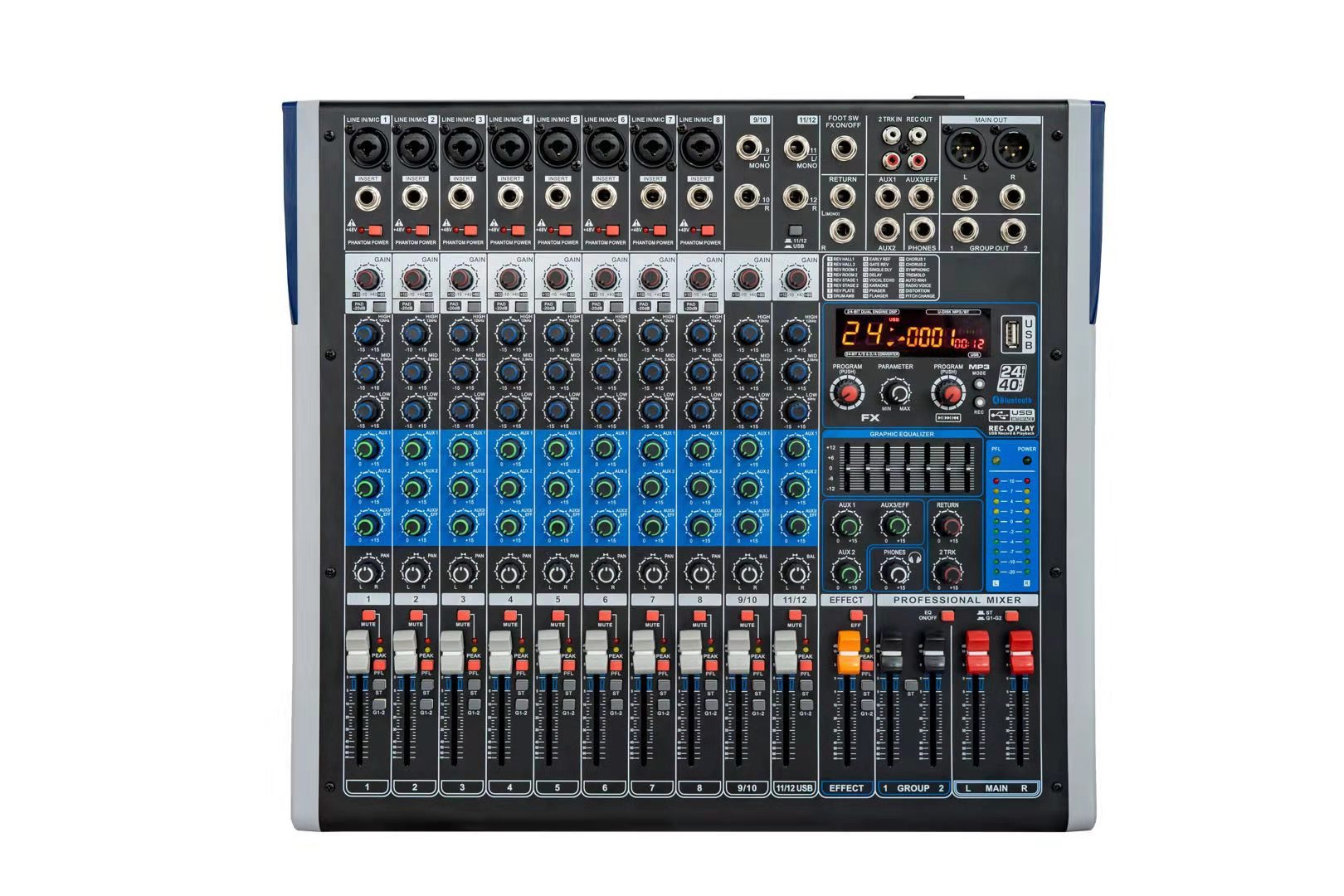 Bluetooth de 12 vías con USB CON MEZCLADOR de agrupación