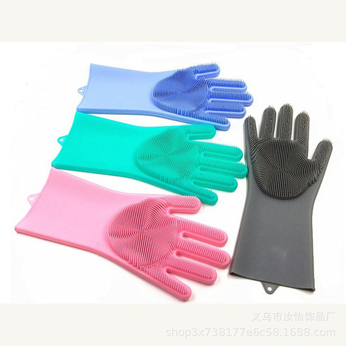 Gloves for dishwashing, silicone dishwashing artifact, decontamination, cleaning, non-slip, kitchen dishwashing brush, durable, waterproof, cleaning, multifunctional