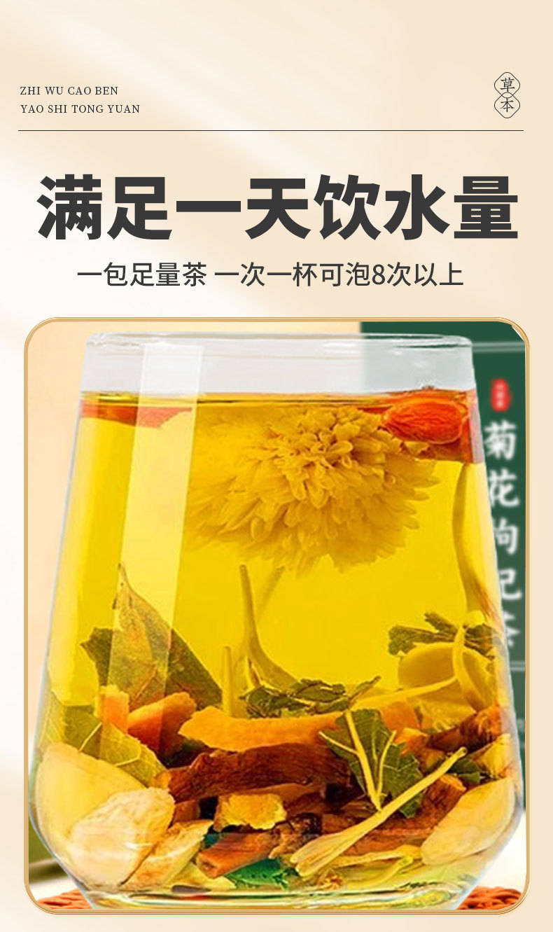 American Ginseng Astragalus Chrysanthemum Goji Tea 12g x 10 Bags Cold Brew Herbal Blend in use
