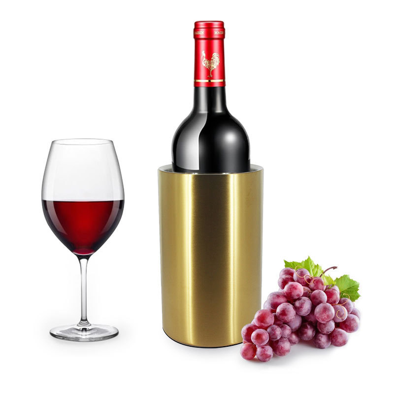 不锈钢直身款葡萄酒桶冷却隔热加厚酒冷却器香槟酒吧用品冰桶_电