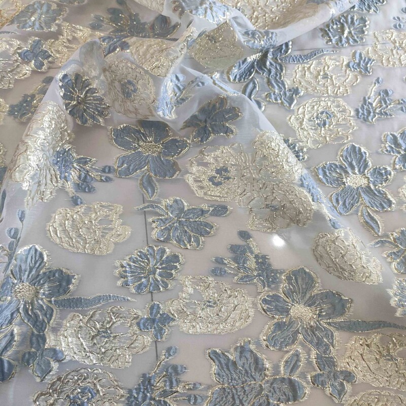 Gold silk plum blossom jacquard fabric relief three-dimensional texture embroidery Chinese style cheongsam curtain clothing designer fabric