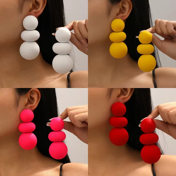 Cross-Border European and American Exaggerated and Stylish Earrings, Metal Glossy Geometric Round Earrings, Light Luxury and High-End Women's Earrings