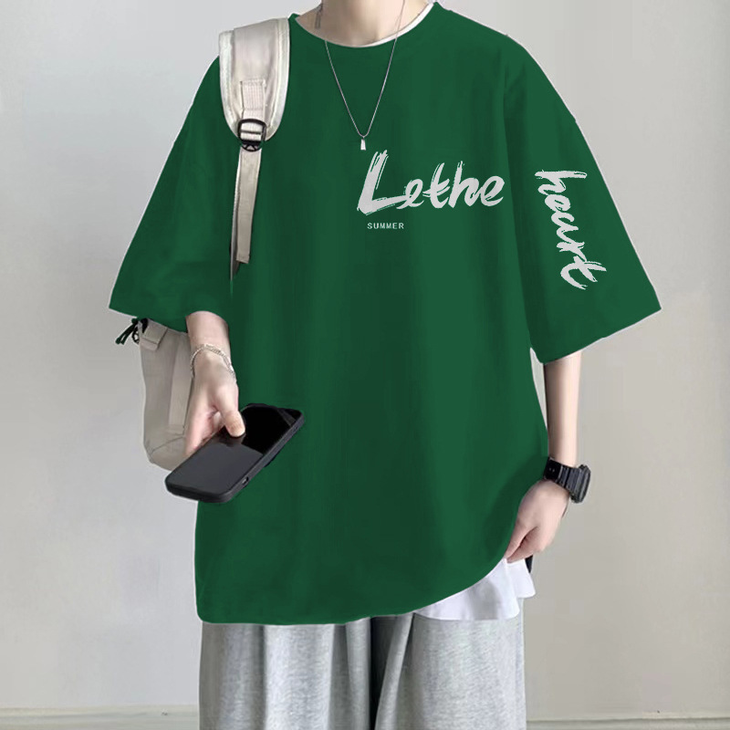 100%纯棉重磅大码宽松2-300斤潮牌短袖T恤男夏季半袖百搭显瘦衣服|undefined