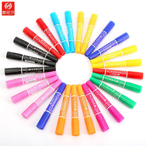 Snier marker large double-headed oily marker pen 12 colors 24 colors 30 colors children's art watercolor pen hook line pen