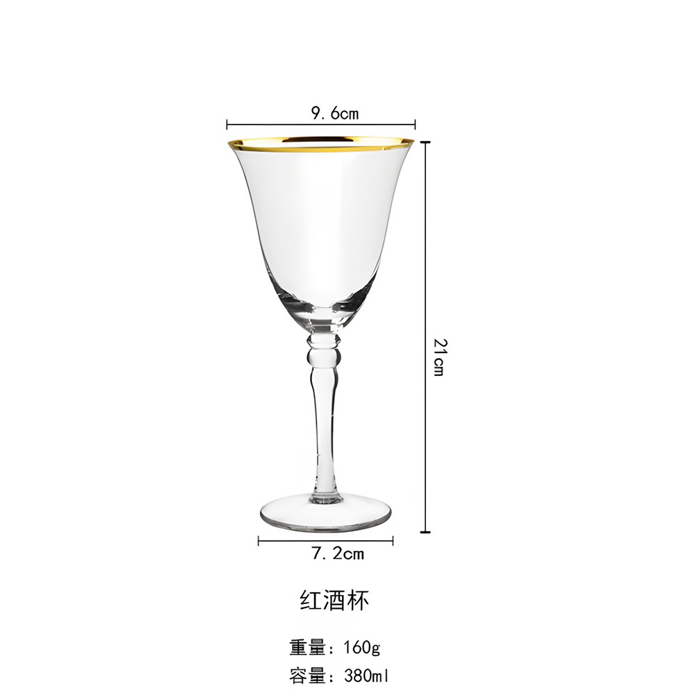 Jin Baijia creativo cristal rojo vino vidrio artificial soplado borde dorado doble cuentas champán vidrio boda mesa de traje de alta gama