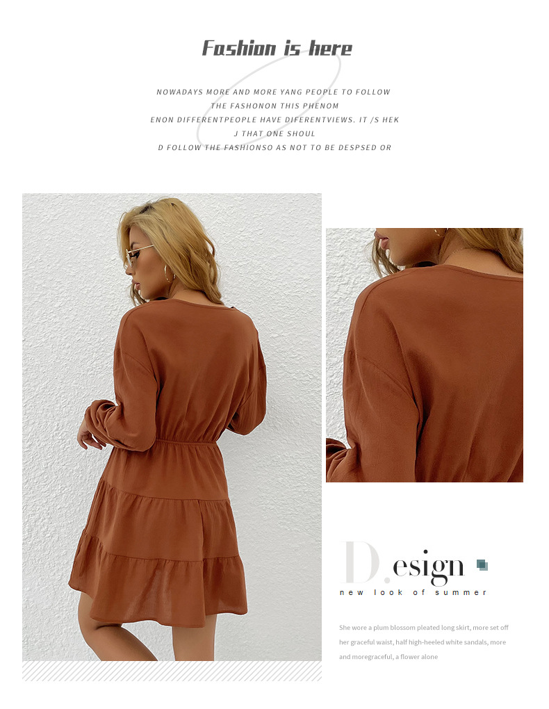 button solid color dress nihaostyles wholesale clothes NSYYF89335