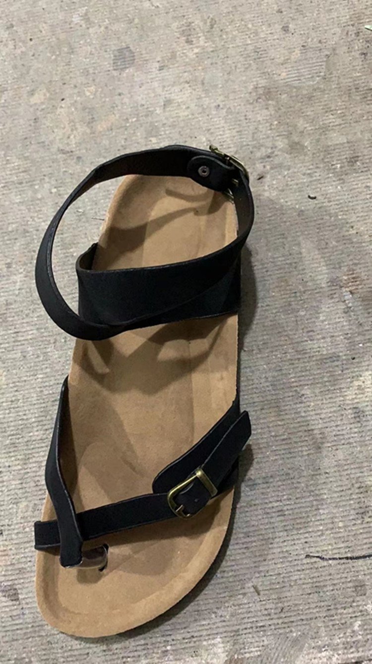 Women's Beach Sandals With Buckle And Toe Loop Flat Sole_voghion.com